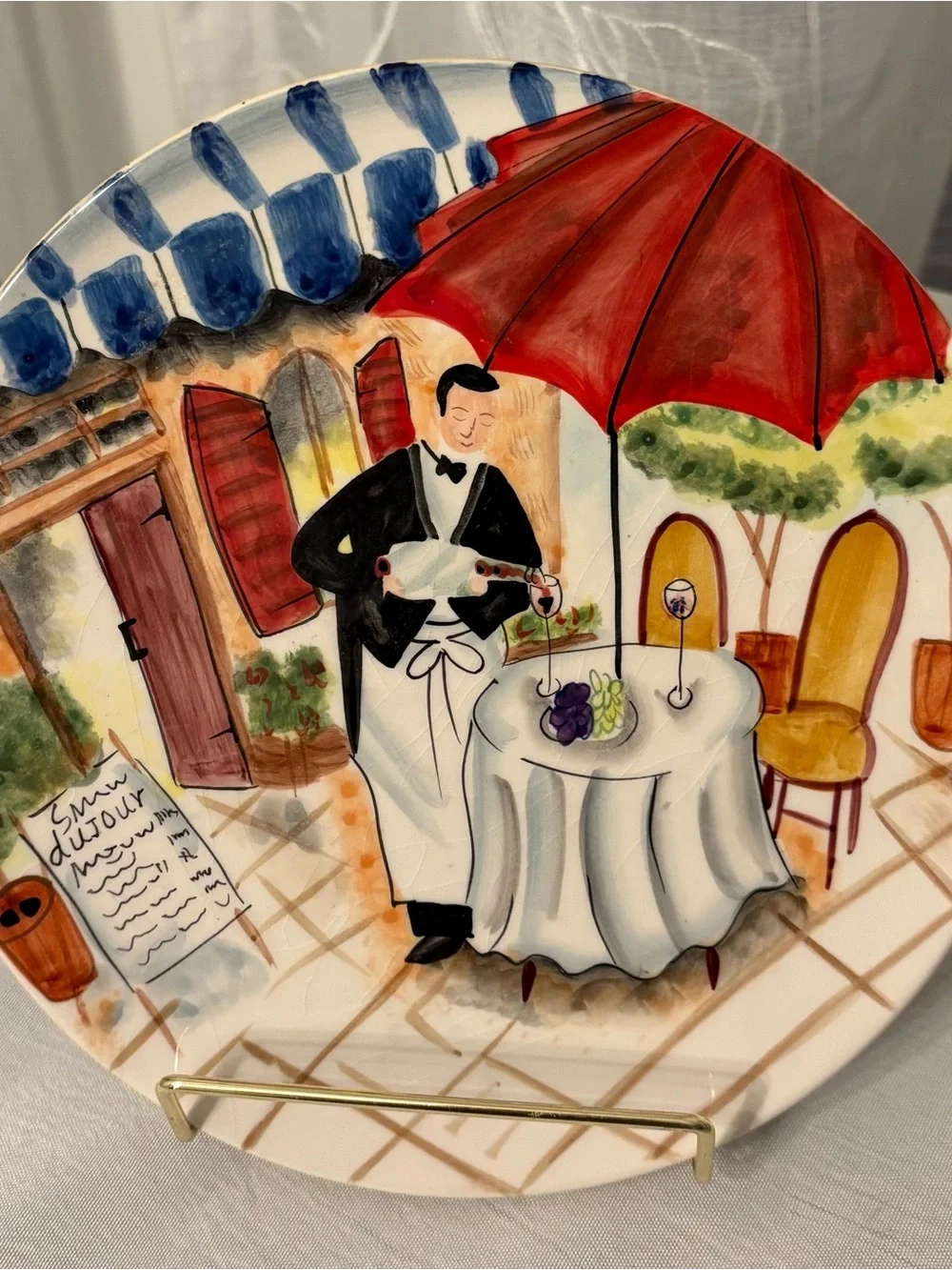 Mud Pie French Bistro Café Decorative Plates Set of 2